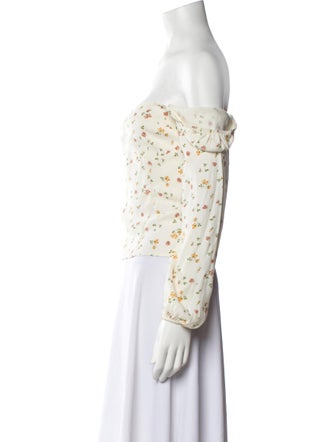 Reformation Floral Print Off-The-Shoulder Blouse