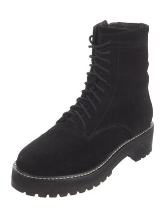 Reformation Suede Whipstitch Trim Combat Boots