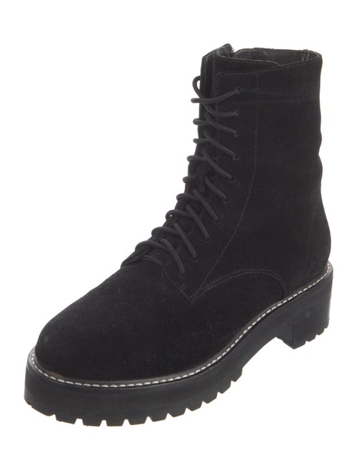 Reformation Suede Whipstitch Trim Combat Boots