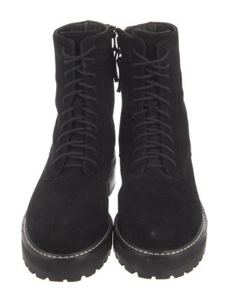 Reformation Suede Whipstitch Trim Combat Boots