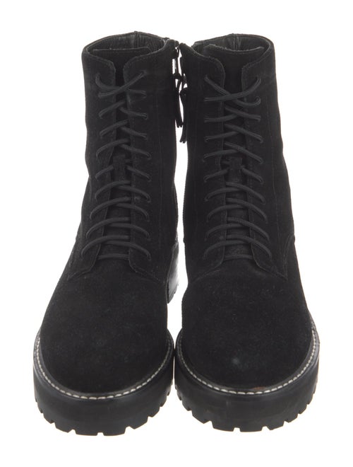 Reformation Suede Whipstitch Trim Combat Boots