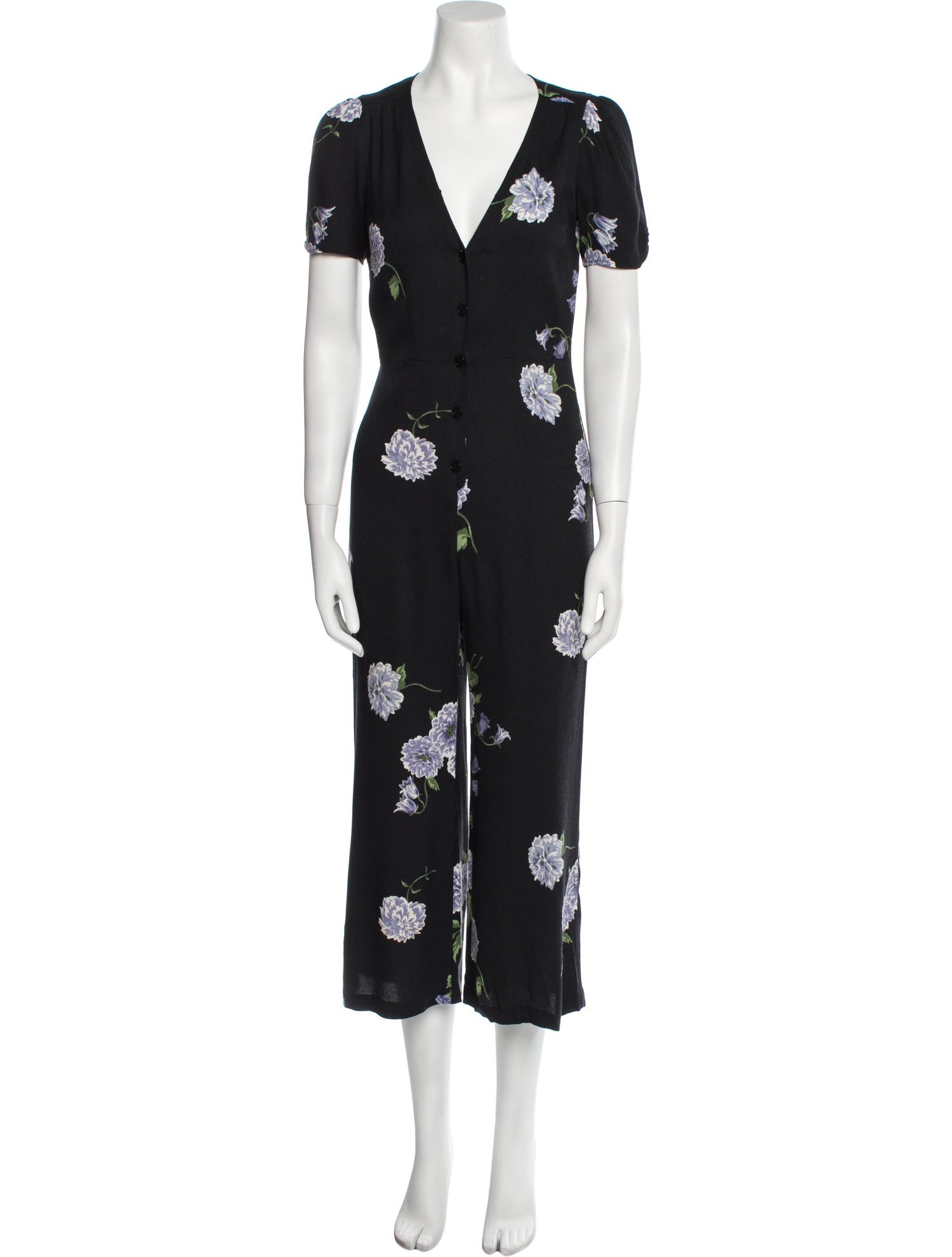 Reformation Floral Print Plunge Neckline Jumpsuit