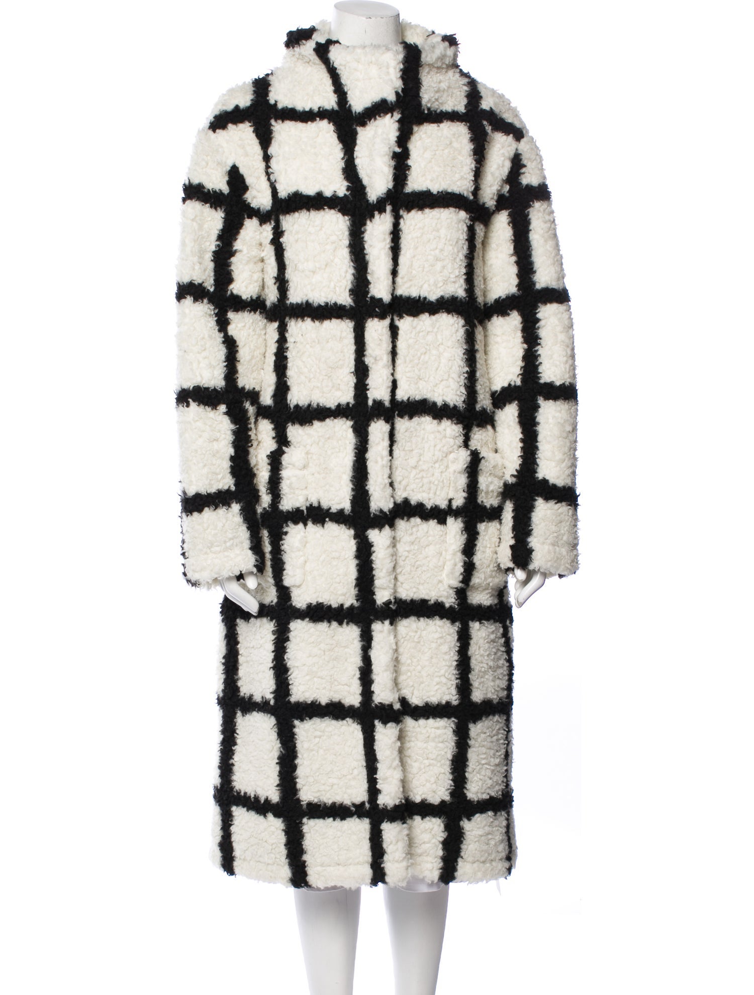 Reformation Plaid Print Faux Fur Coat