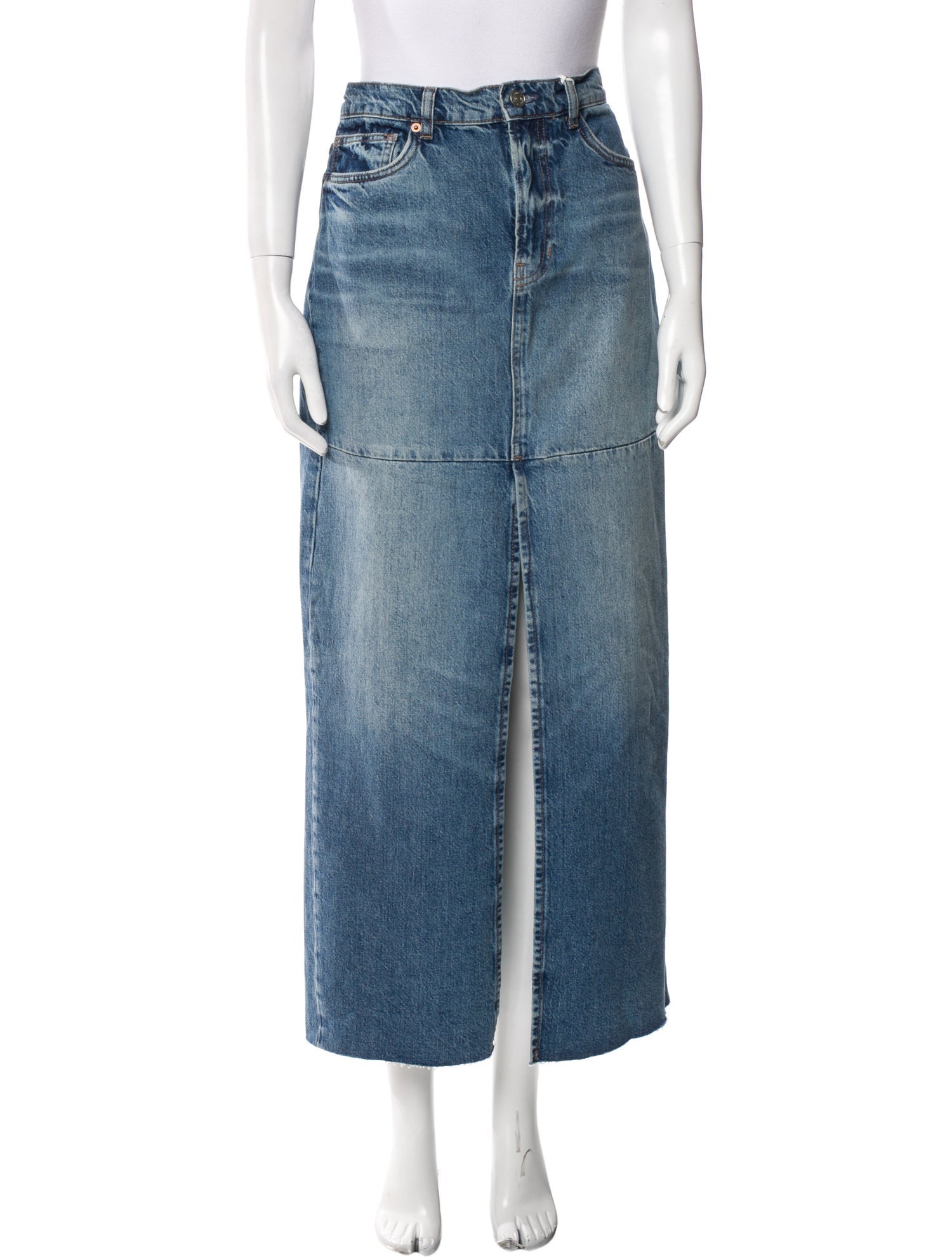 Reformation Distressed Accents Midi Length Skirt