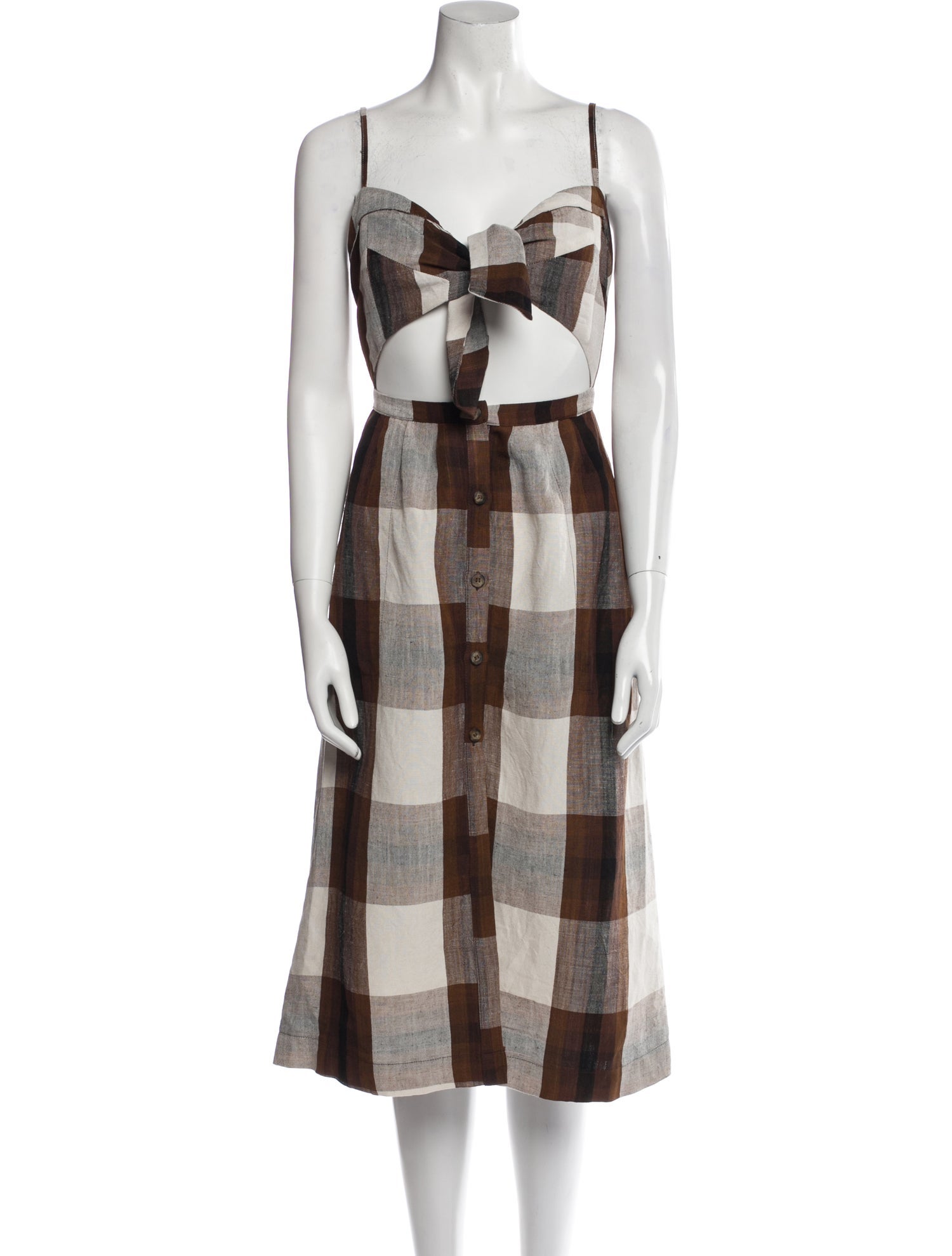Reformation Plaid Print Midi Length Dress