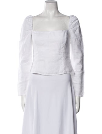 Reformation Square Neckline Long Sleeve Crop Top