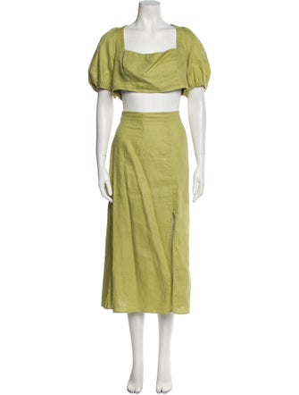Reformation Linen Pleated Accents Skirt Set