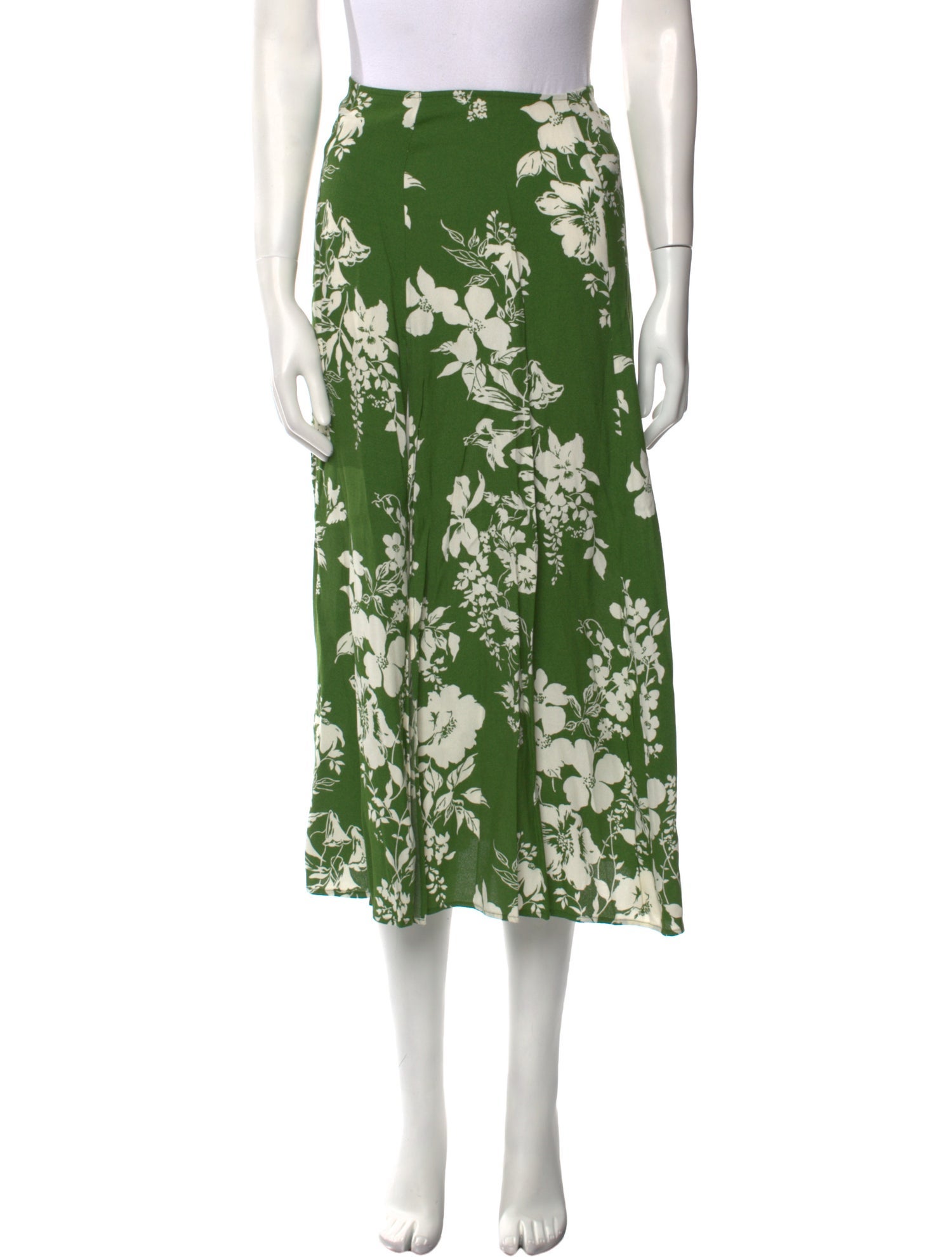 Reformation Floral Print Midi Length Skirt