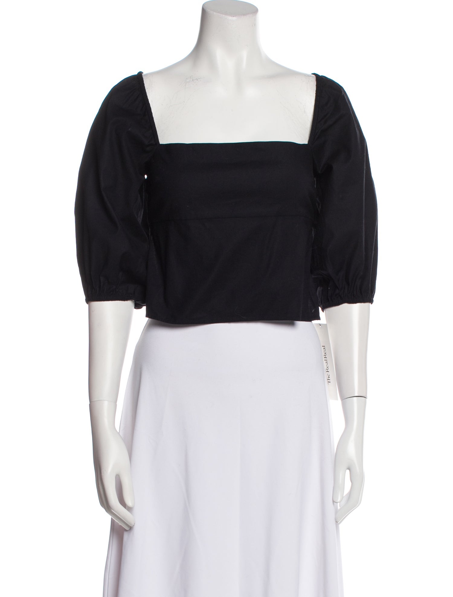 Reformation Square Neckline Three-Quarter Sleeve Crop Top