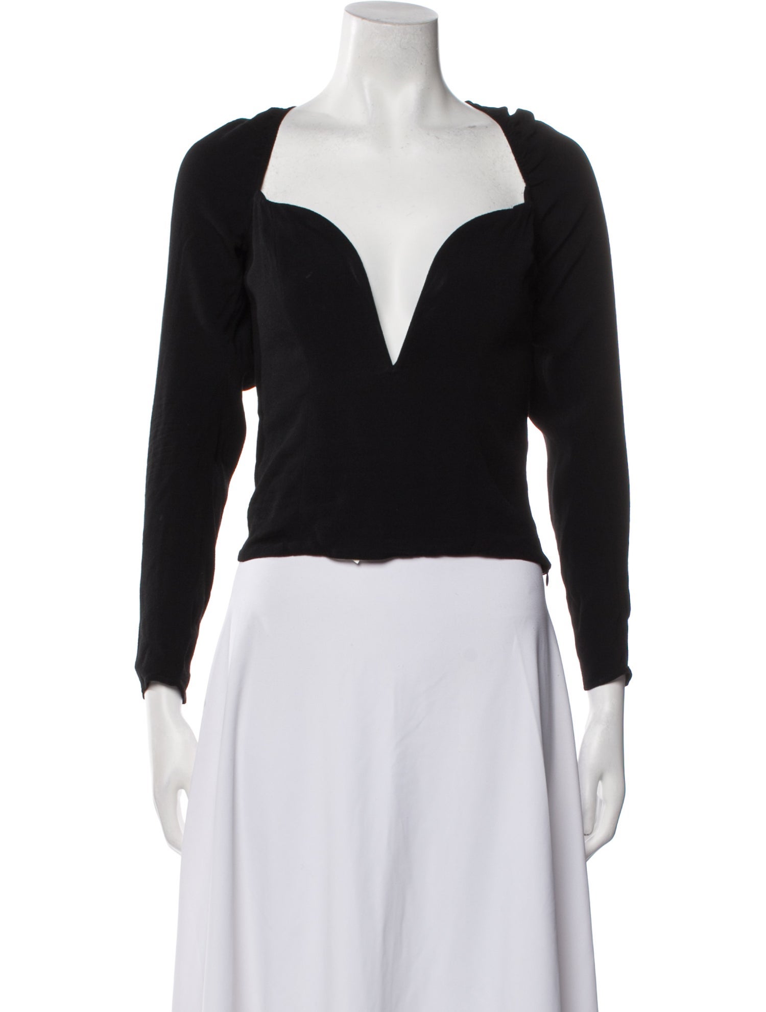 Reformation Plunge Neckline Long Sleeve Crop Top