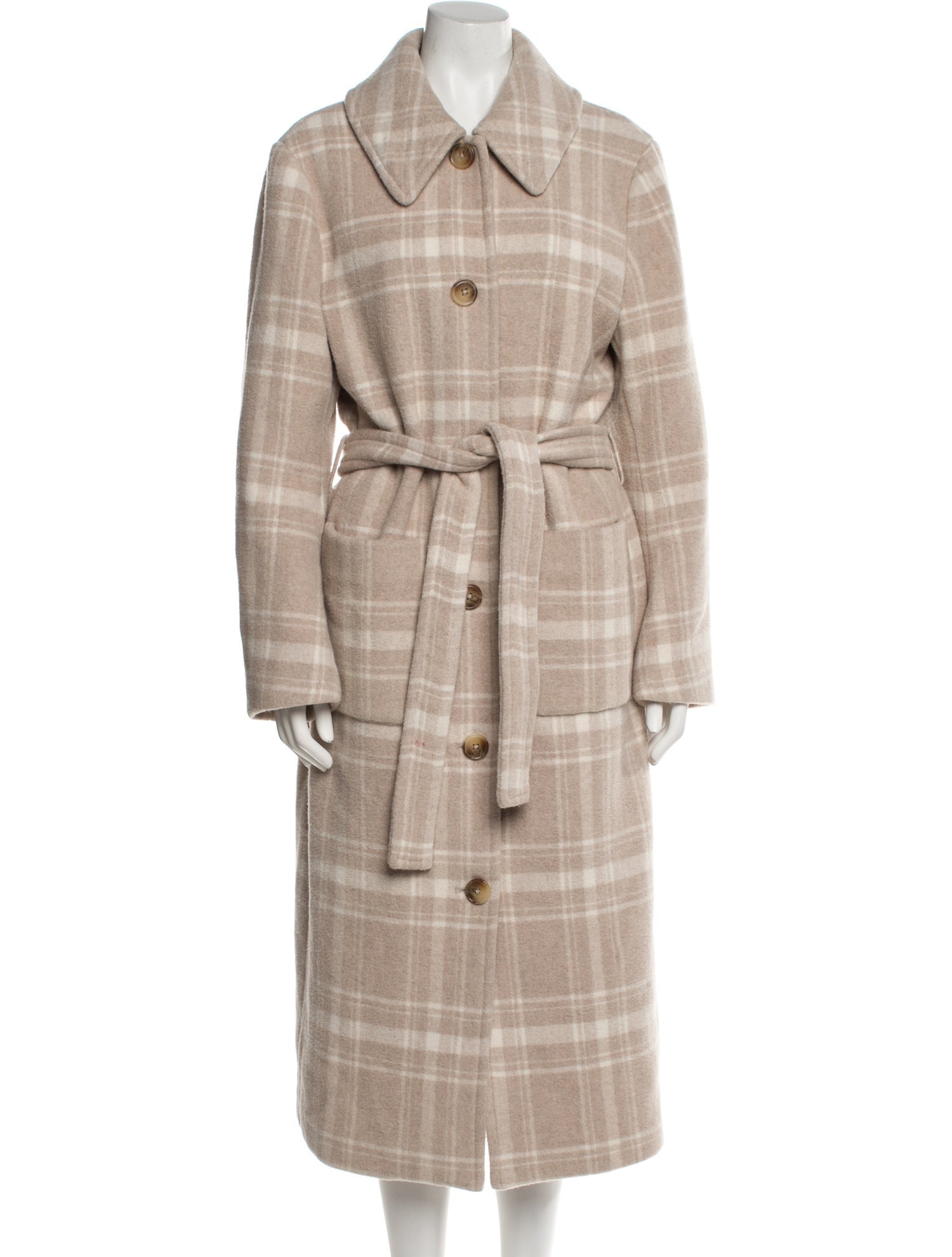 Reformation Wool Plaid Print Coat