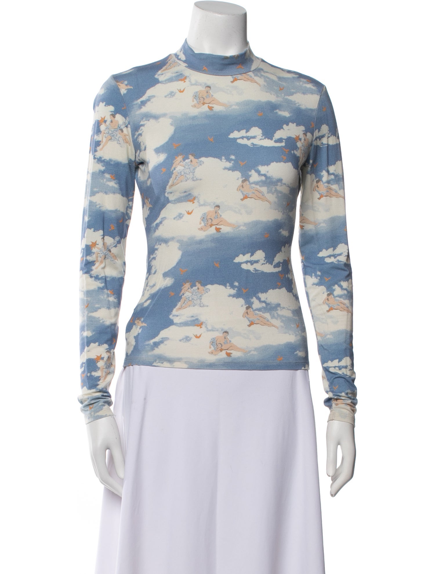 Reformation Floral Print Mock Neck Sweatshirt
