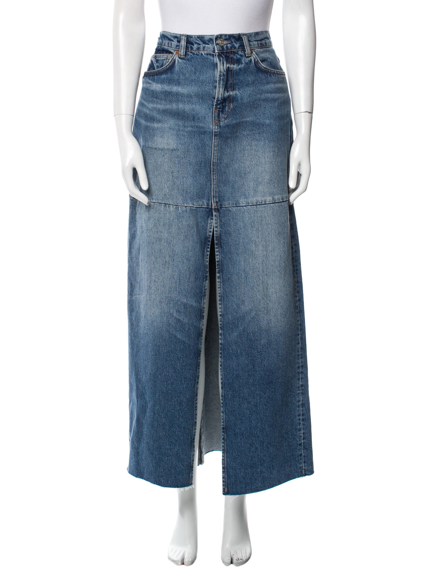 Reformation Distressed Accents Long Skirt