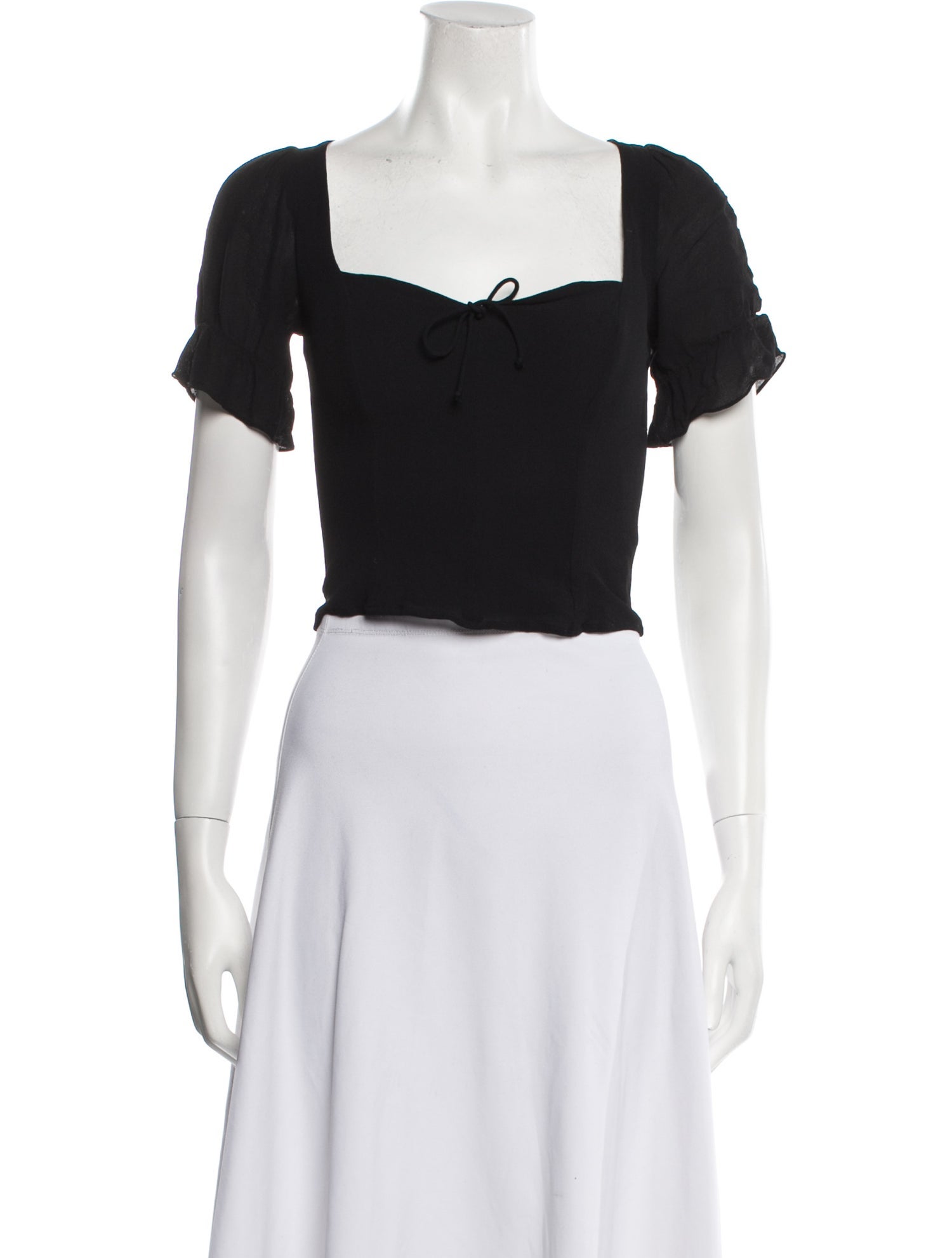 Reformation Square Neckline Short Sleeve Crop Top