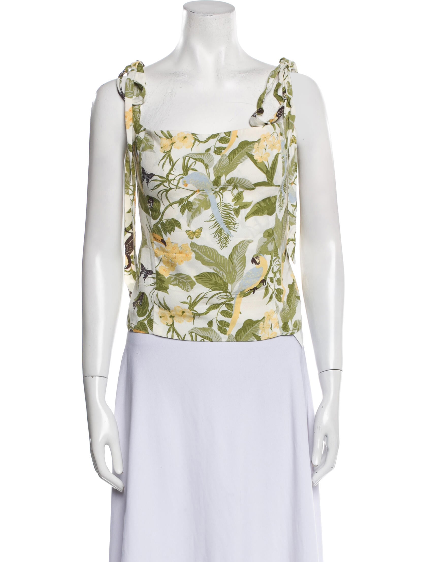 Reformation Floral Print Square Neckline Crop Top