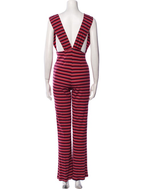 Reformation Striped Plunge Neckline Jumpsuit