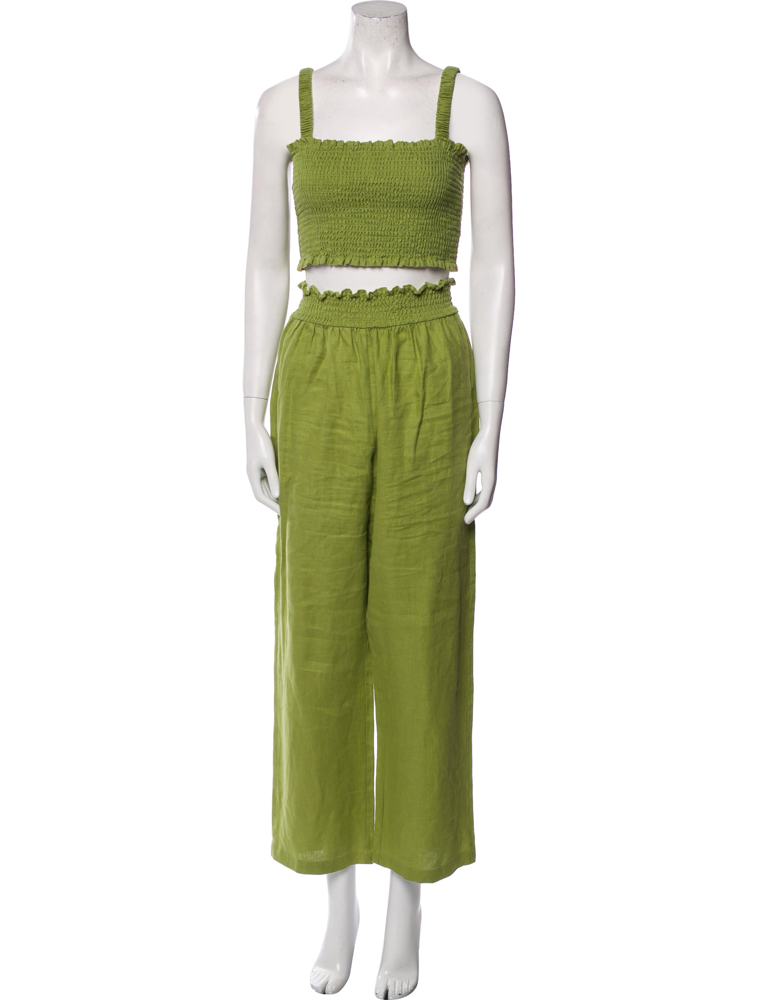 Reformation Linen Ruffle Embellishment Pant Set