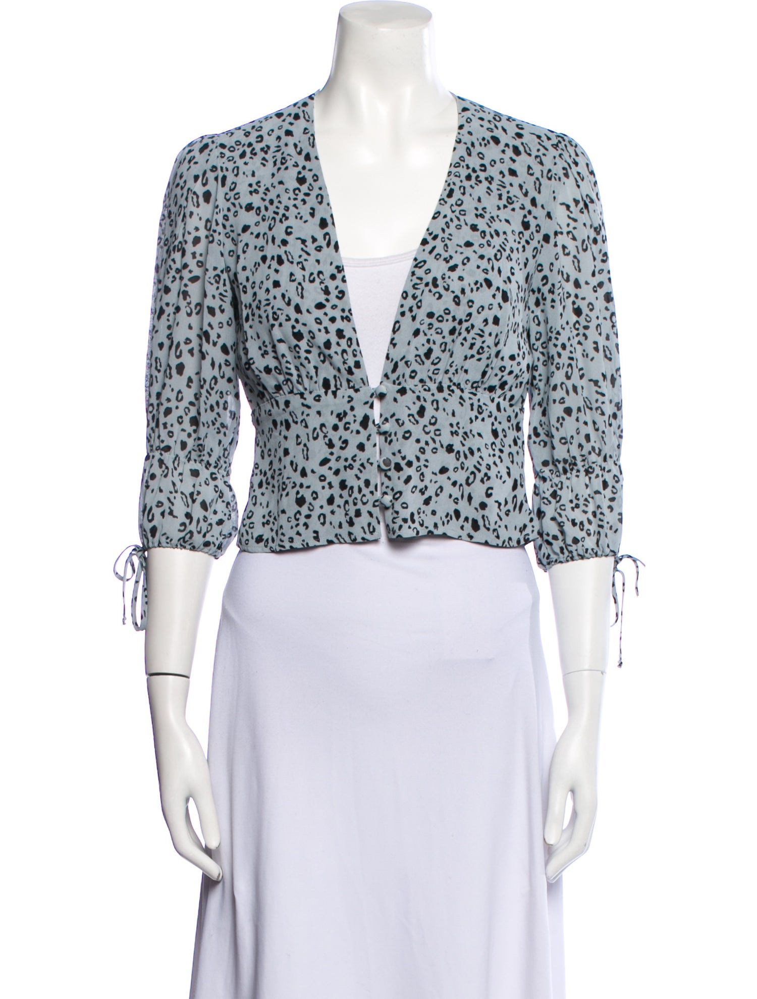 Reformation Printed Plunge Neckline Crop Top