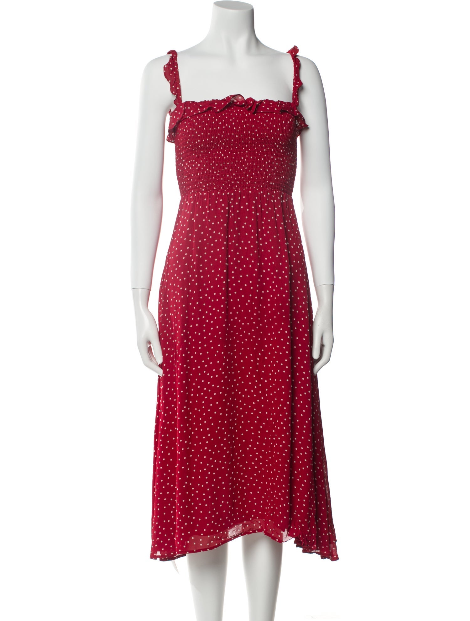 Reformation Polka Dot Print Midi Length Dress