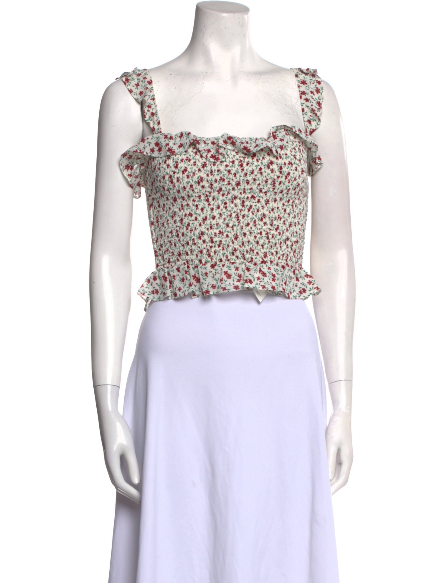 Reformation Floral Print Square Neckline Crop Top