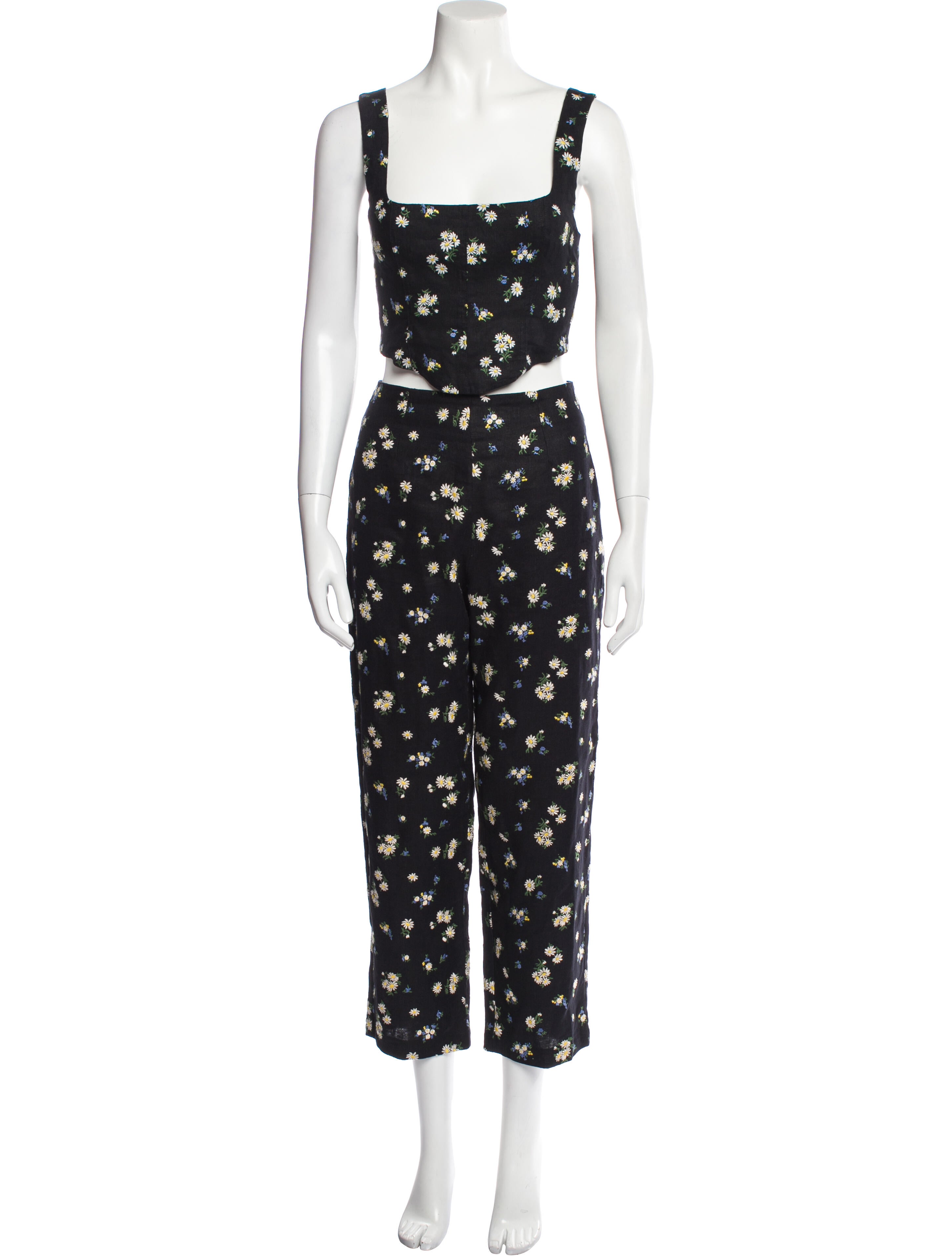 Reformation Linen Floral Print Pant Set