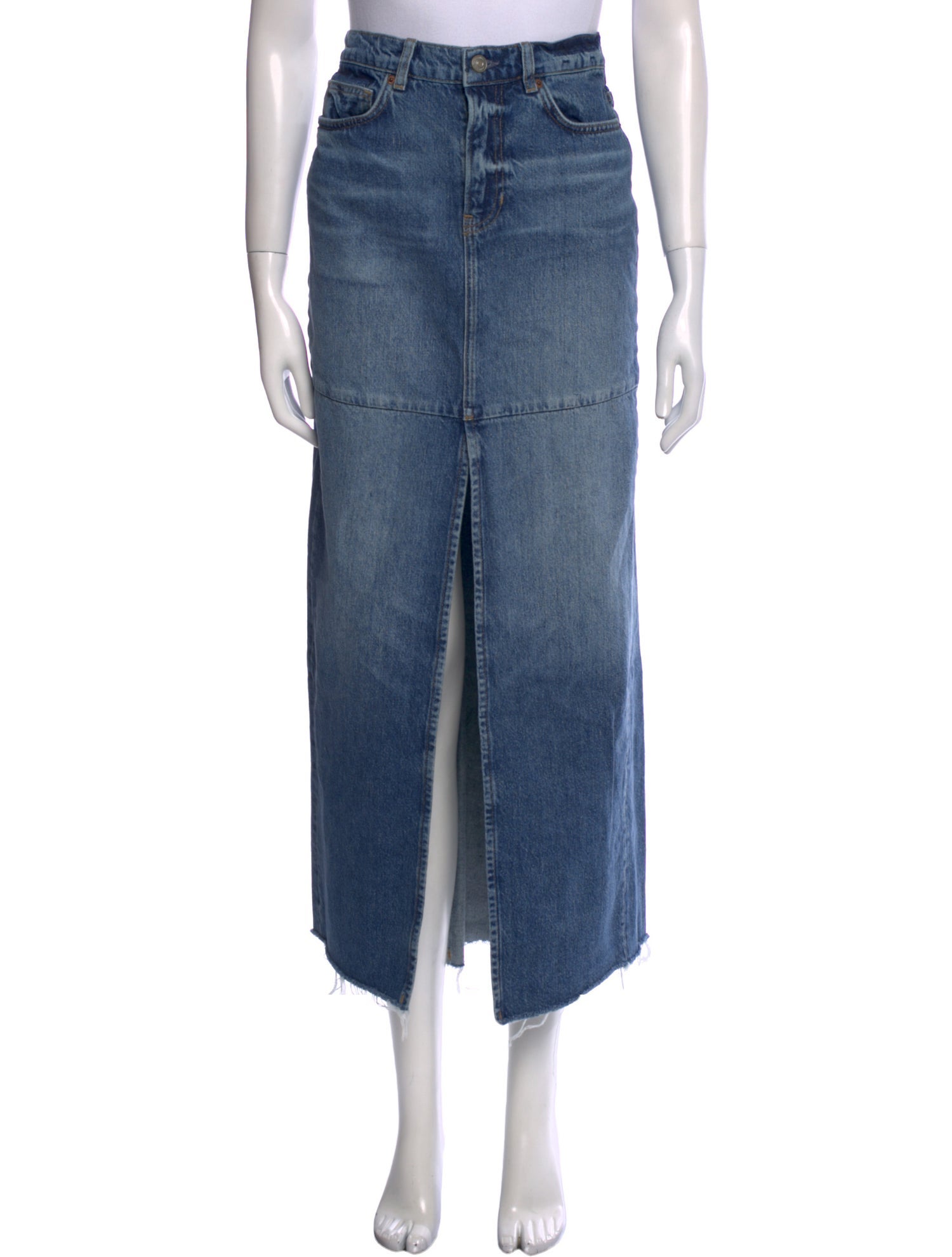 Reformation Raw-Edge Trim Midi Length Skirt