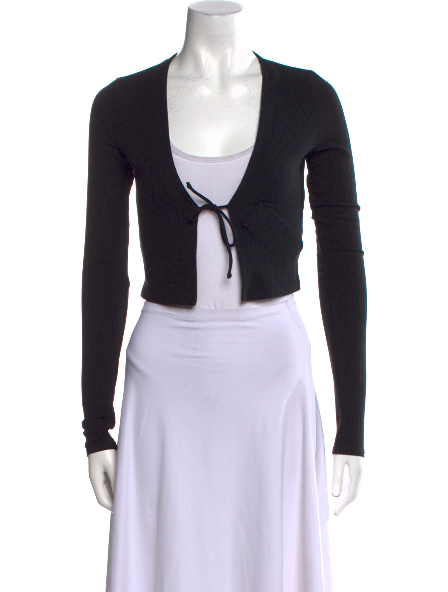 Reformation Plunge Neckline Long Sleeve Crop Top