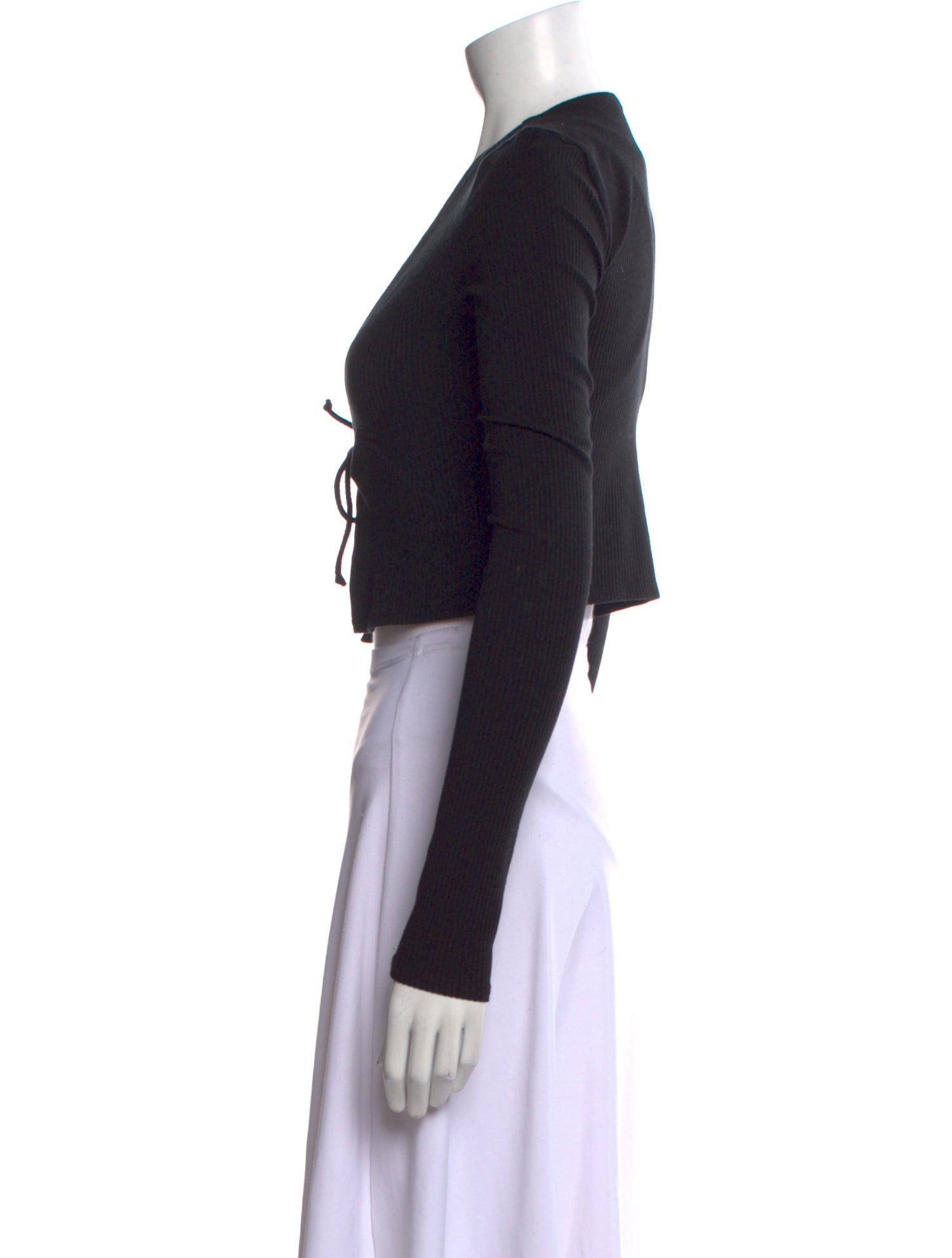 Reformation Plunge Neckline Long Sleeve Crop Top