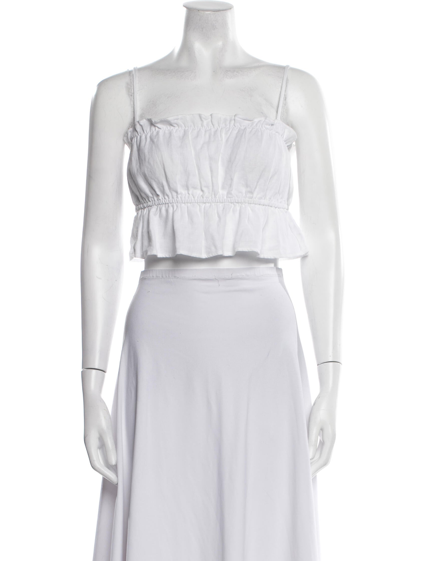 Reformation Linen Square Neckline Crop Top