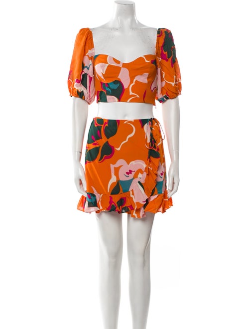 Reformation Printed Ruffle Embellishment Skirt Set