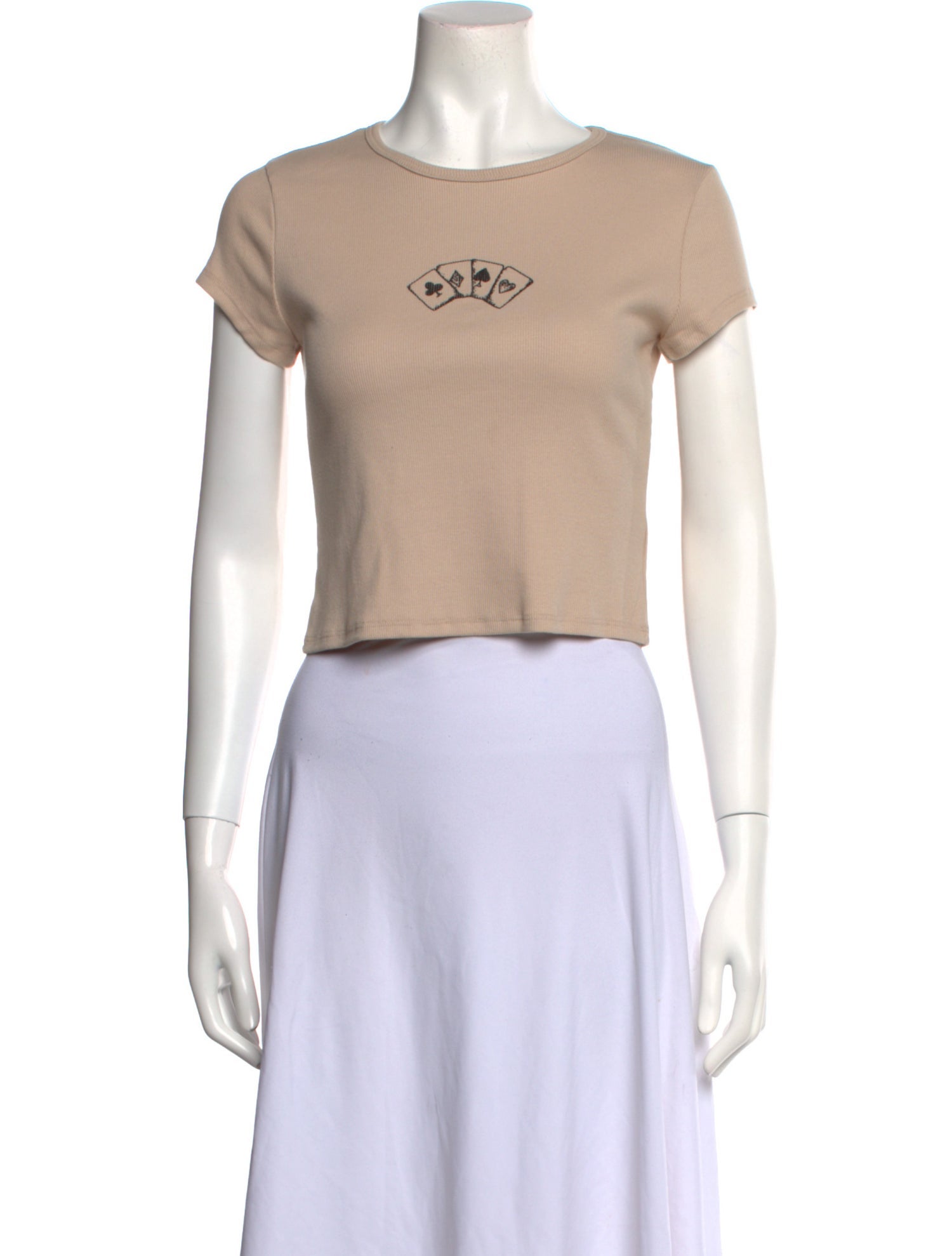 Reformation Graphic Print Crew Neck Crop Top