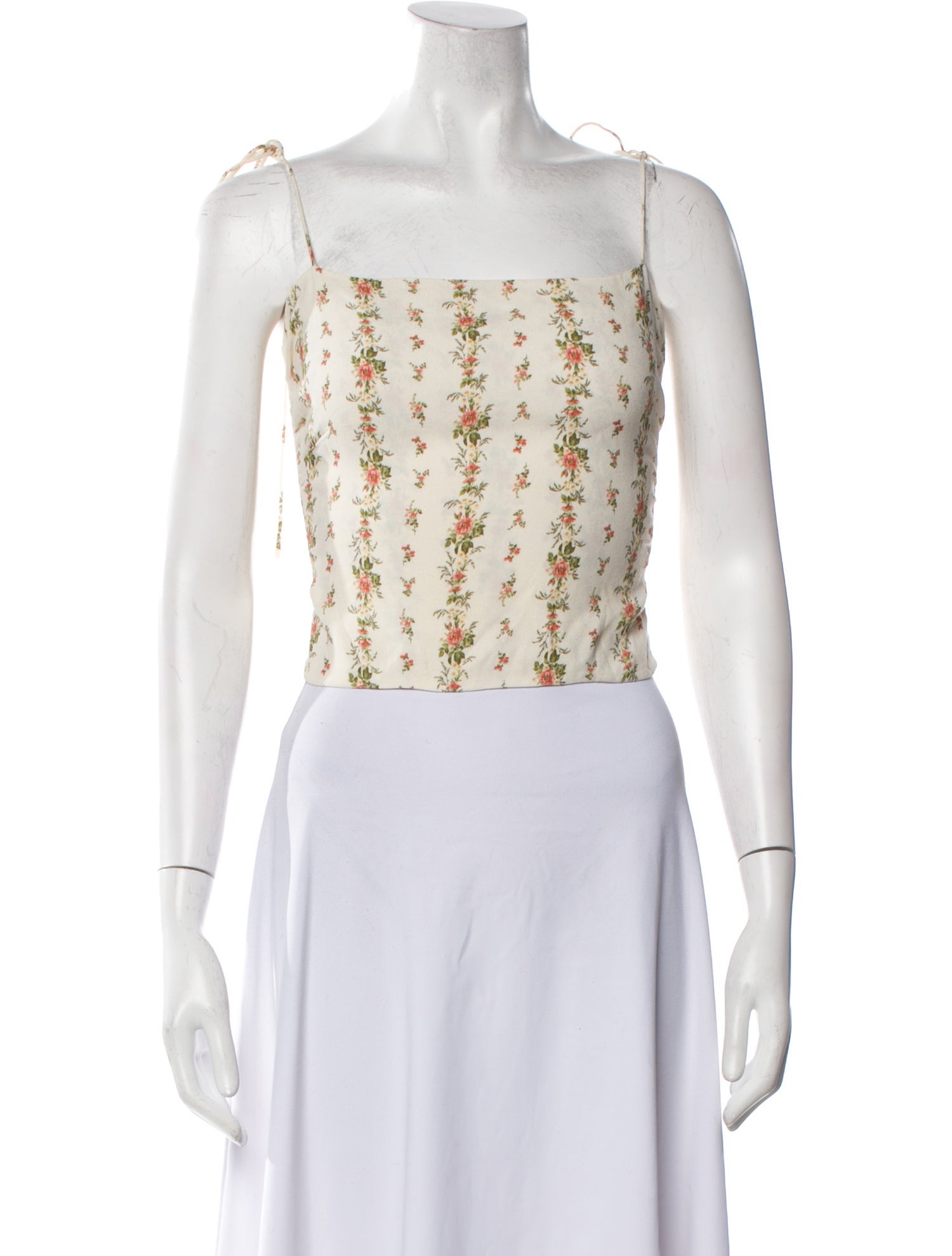 Reformation Floral Print Square Neckline Crop Top
