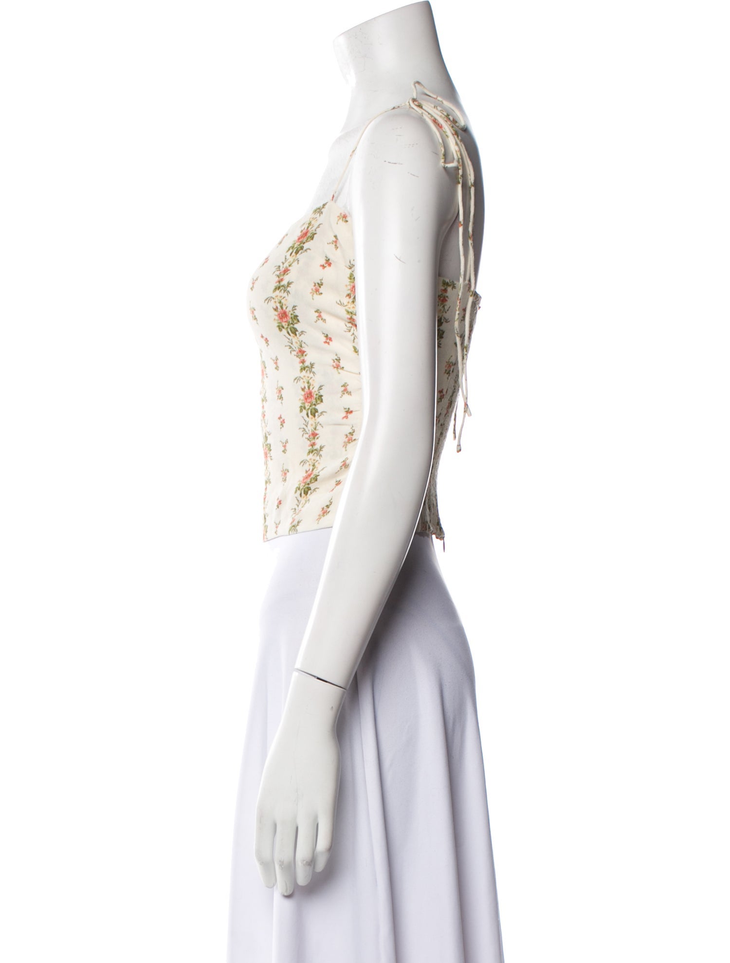 Reformation Floral Print Square Neckline Crop Top