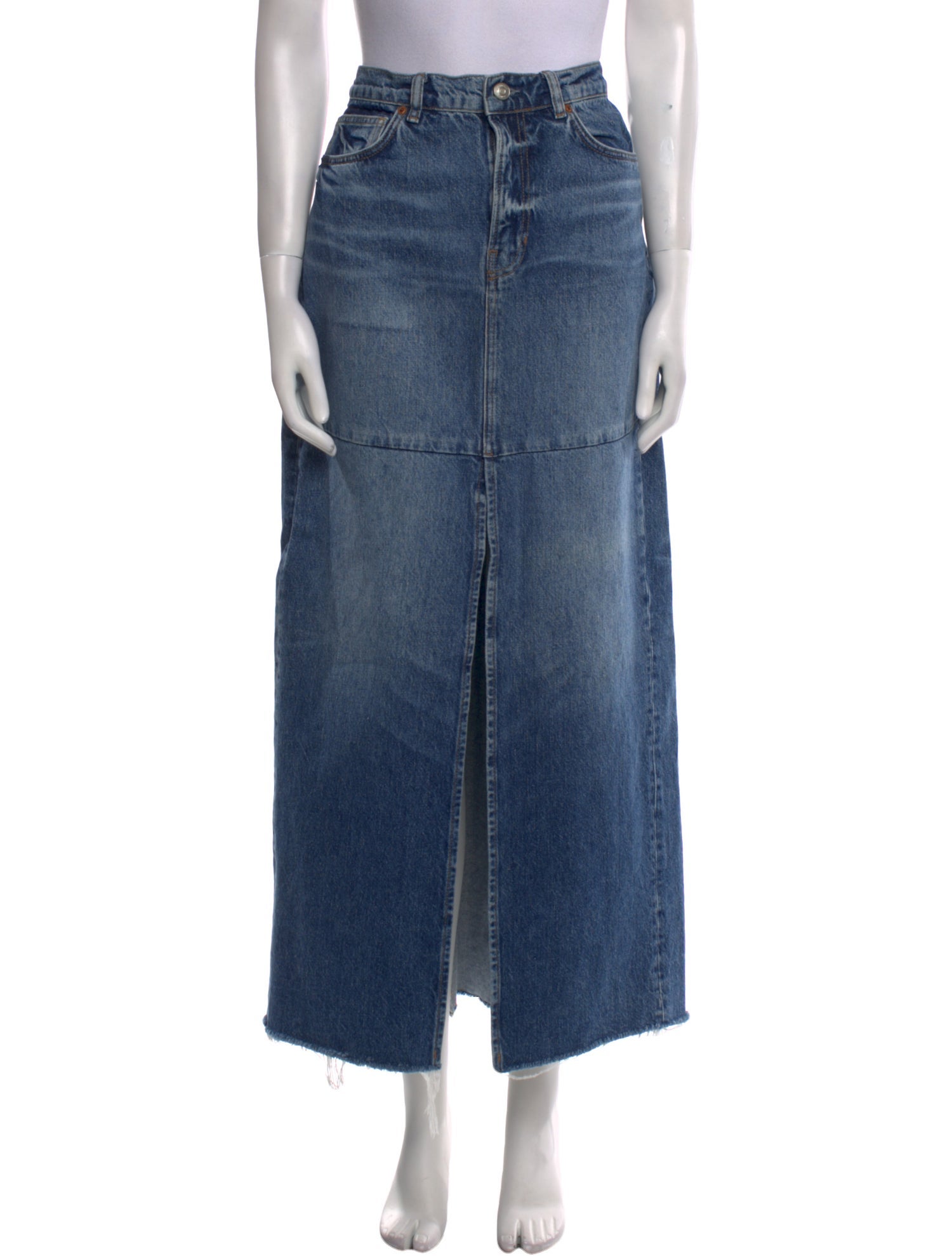 Reformation Distressed Accents Long Skirt