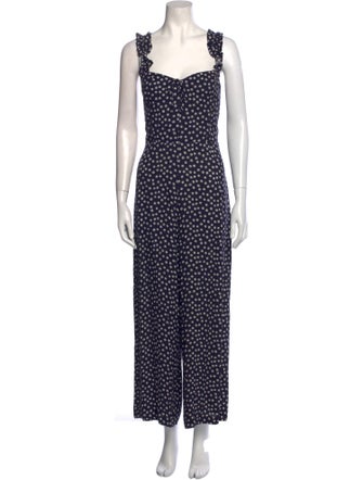 Reformation Floral Print Square Neckline Jumpsuit