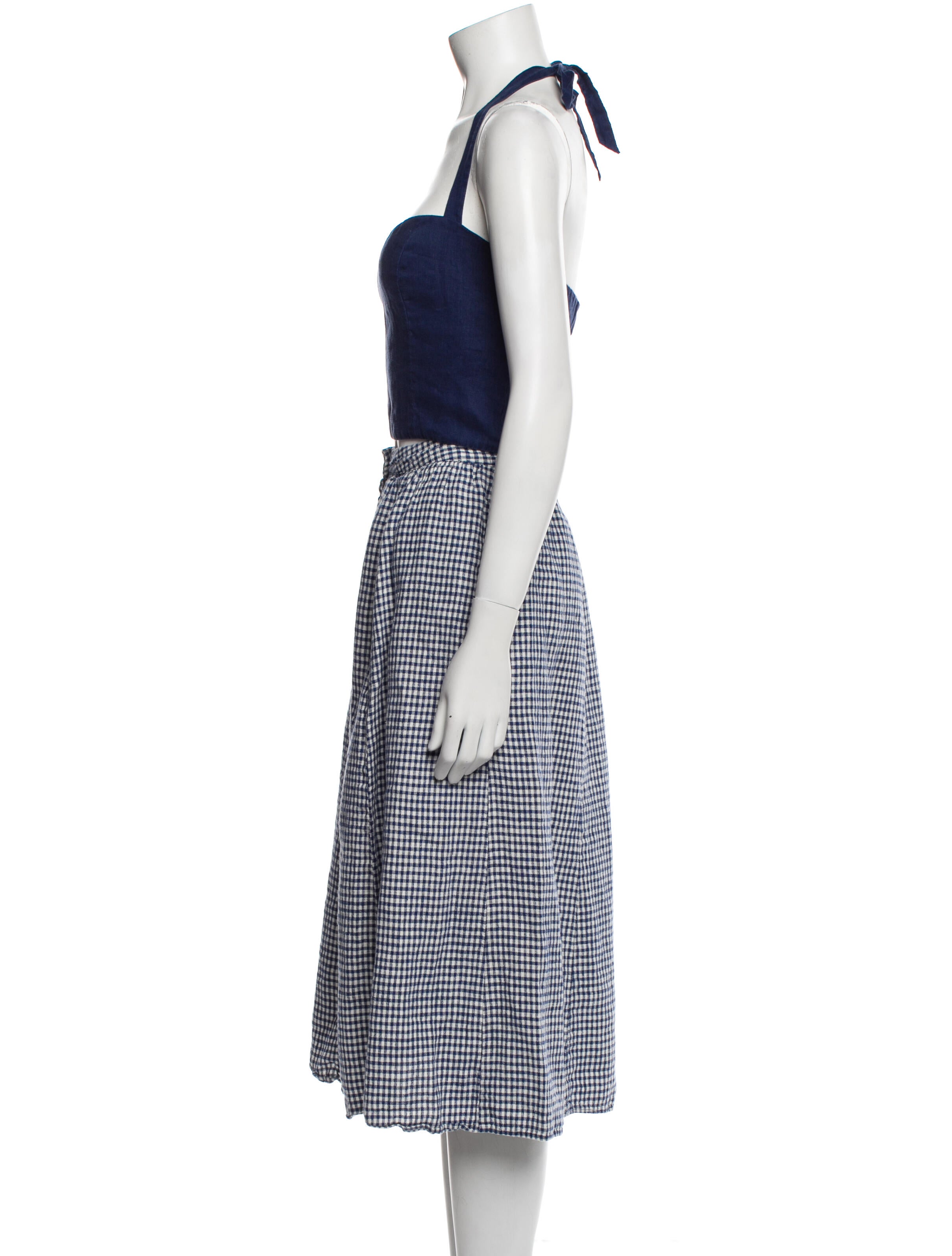 Reformation Linen Plaid Print Skirt Set