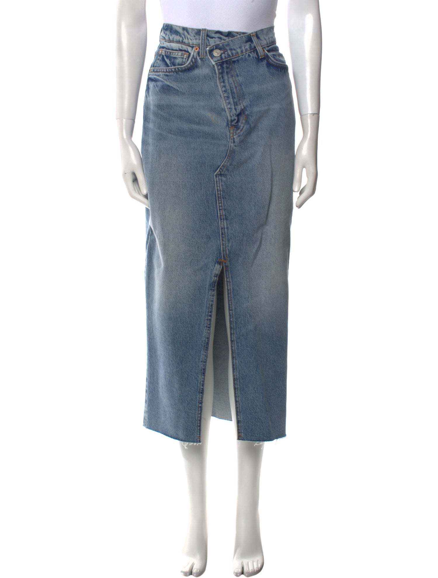 Reformation Distressed Accents Midi Length Skirt