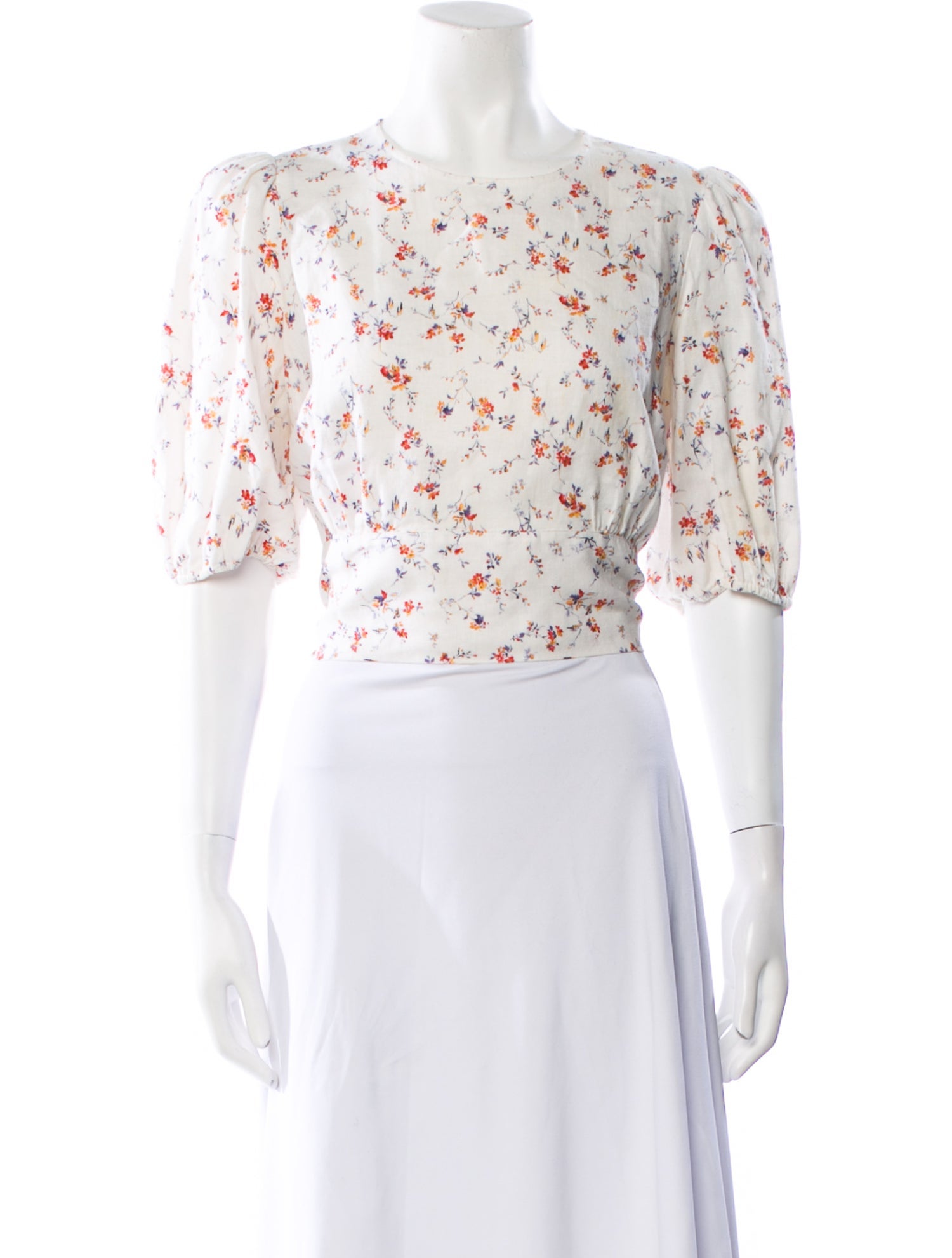 Reformation Linen Floral Print Crop Top
