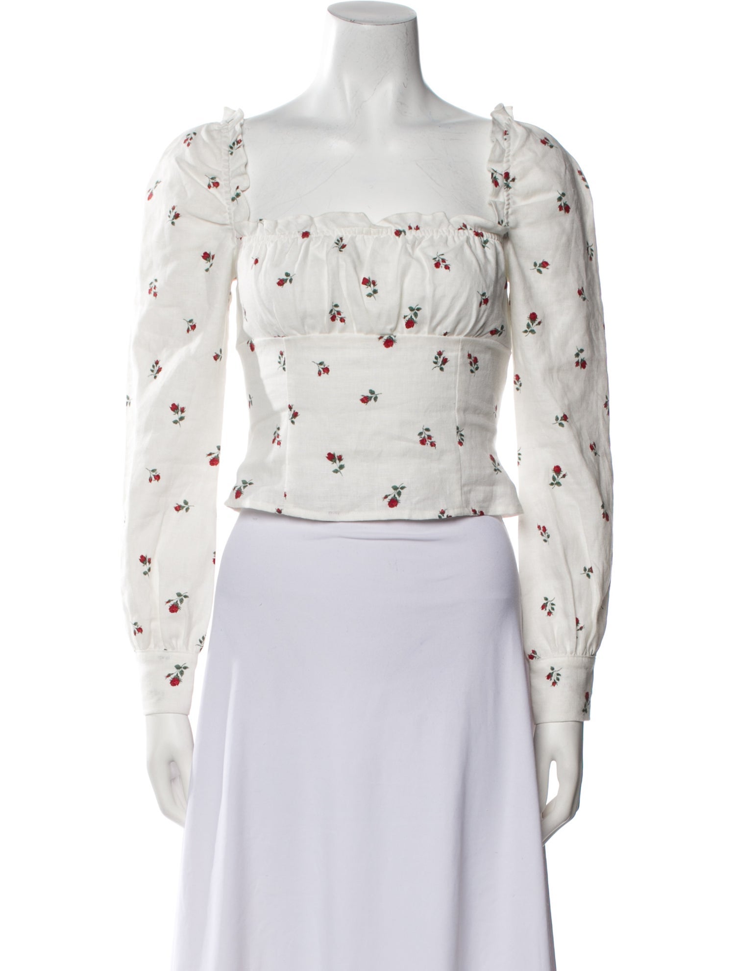 Reformation Linen Floral Print Crop Top