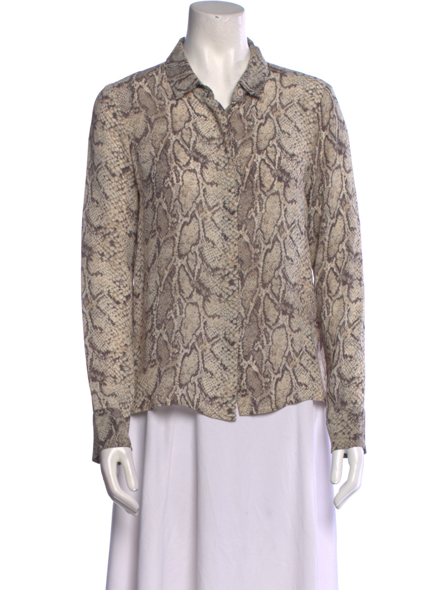 Reformation Animal Print Long Sleeve Button-Up Top