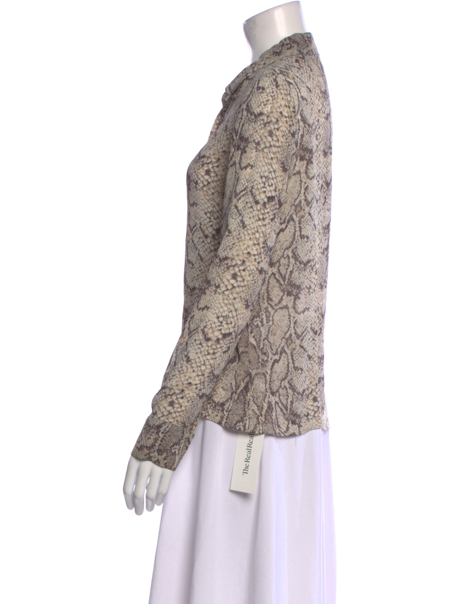 Reformation Animal Print Long Sleeve Button-Up Top