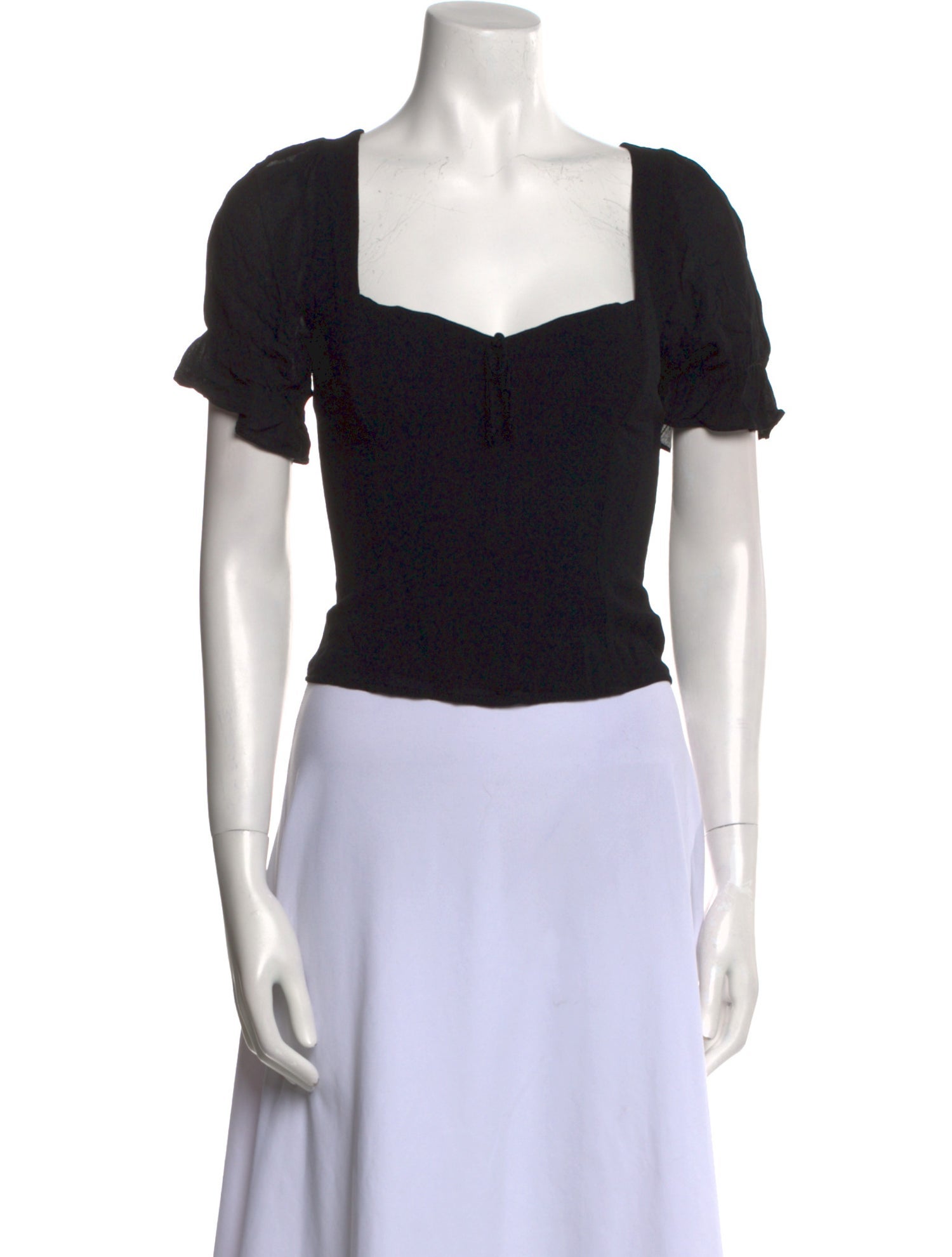 Reformation Square Neckline Short Sleeve Crop Top