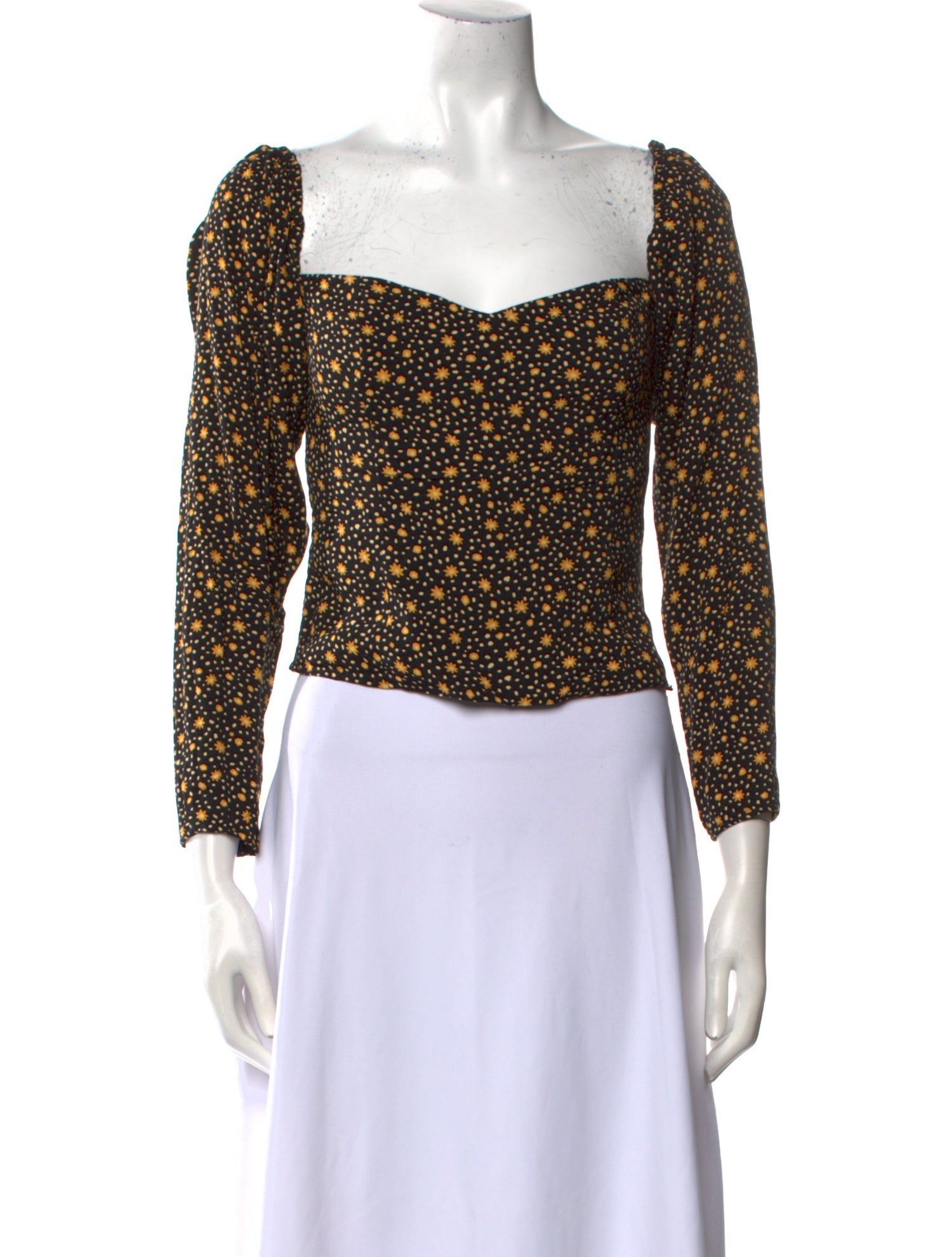 Reformation Floral Print Square Neckline Crop Top