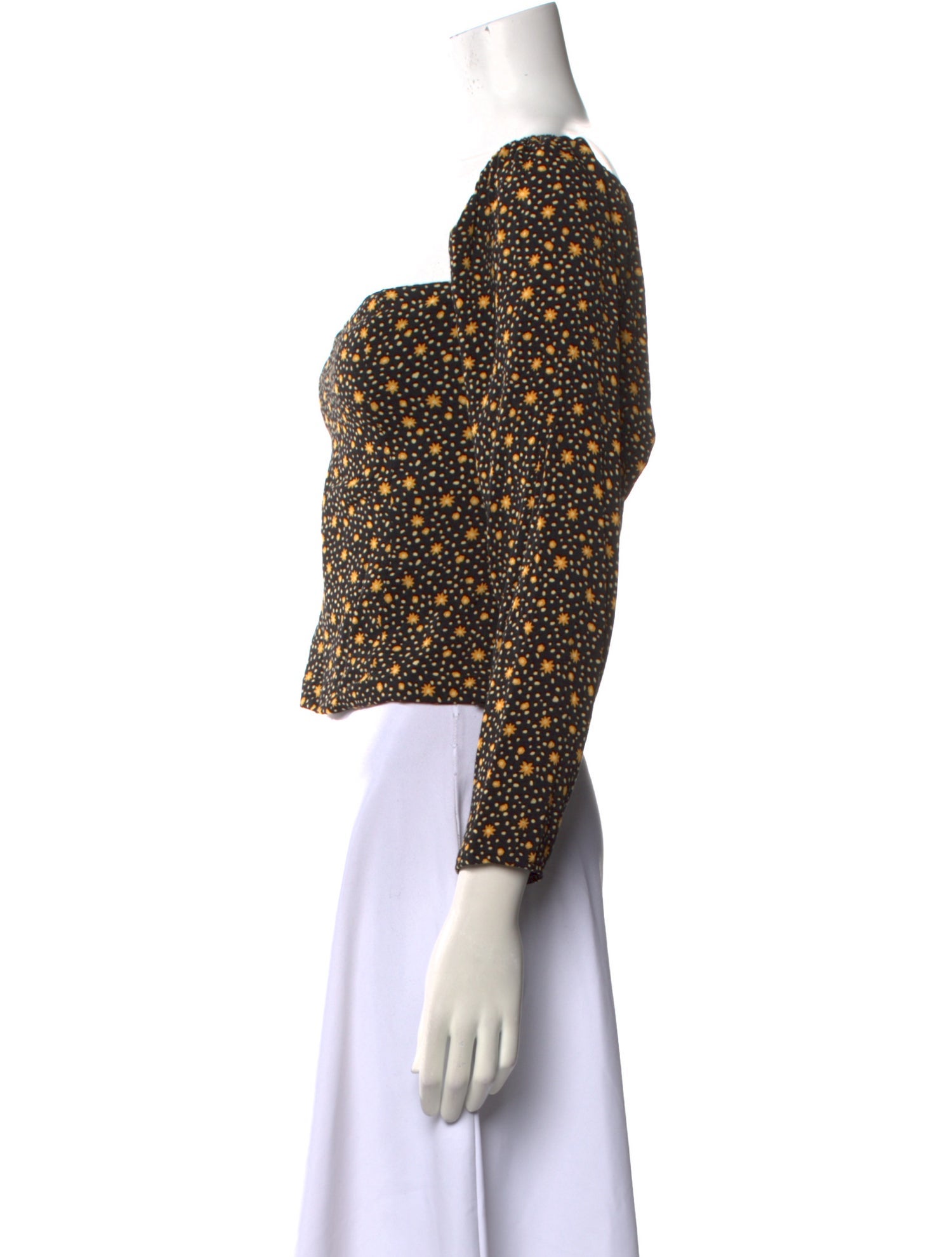 Reformation Floral Print Square Neckline Crop Top