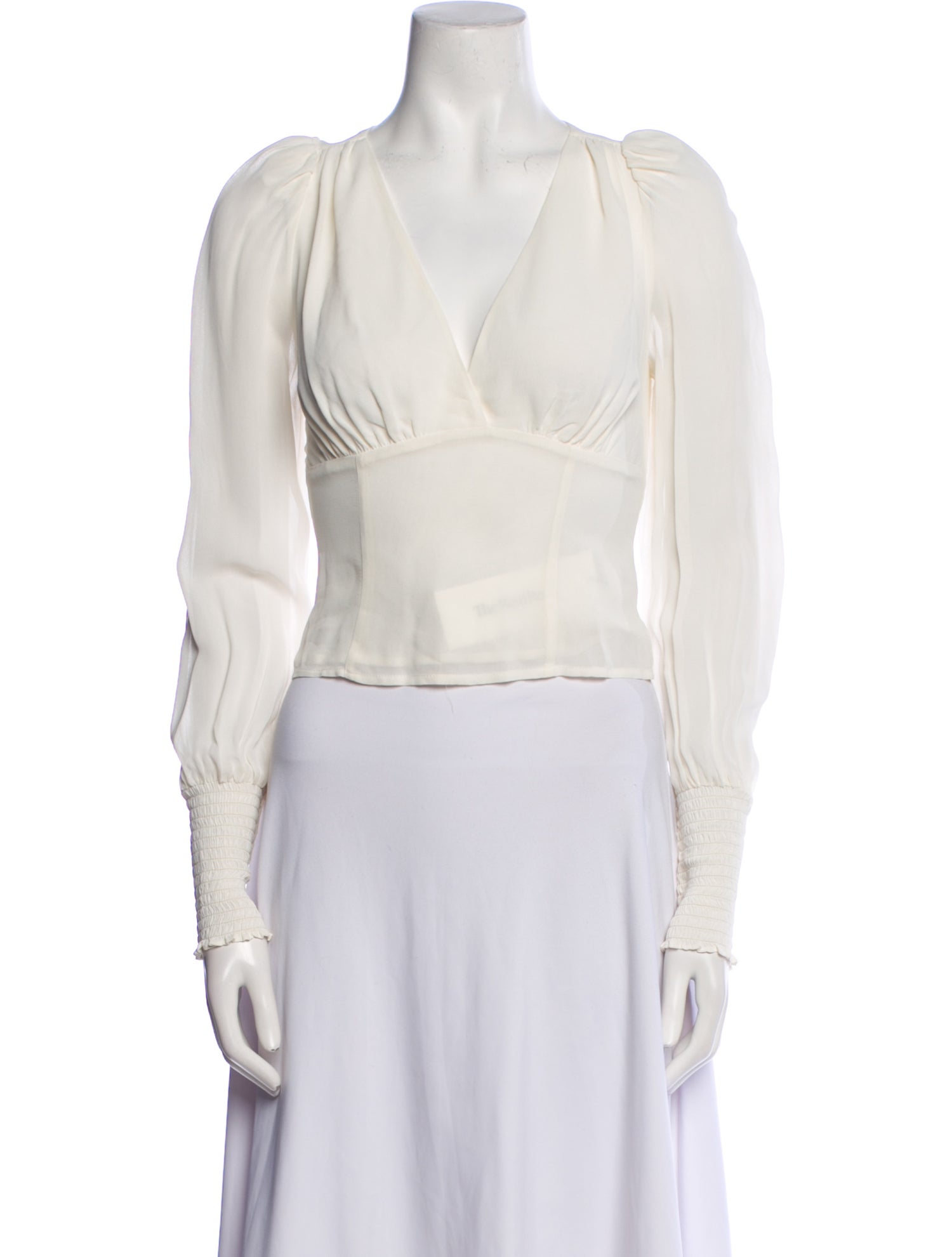 Reformation V-Neck Long Sleeve Crop Top