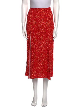 Reformation Floral Print Midi Length Skirt