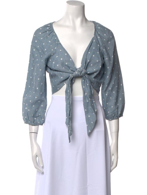 Reformation Linen Polka Dot Print Crop Top