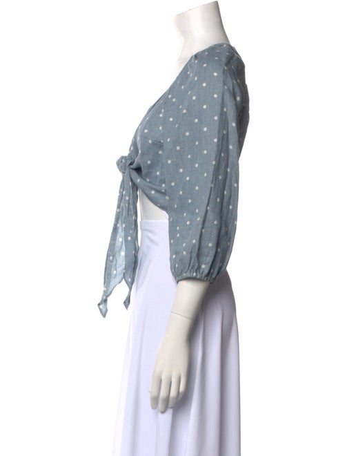 Reformation Linen Polka Dot Print Crop Top