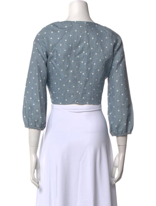 Reformation Linen Polka Dot Print Crop Top