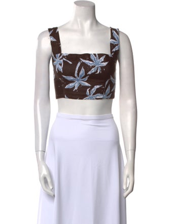 Reformation Linen Printed Crop Top